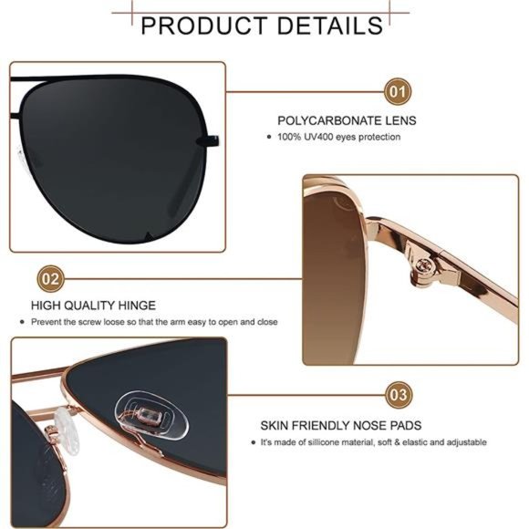 2 Pair Oversized Aviator Sunglasses Women Big Large UV Protection Fashion Summer - Picture 4 of 5